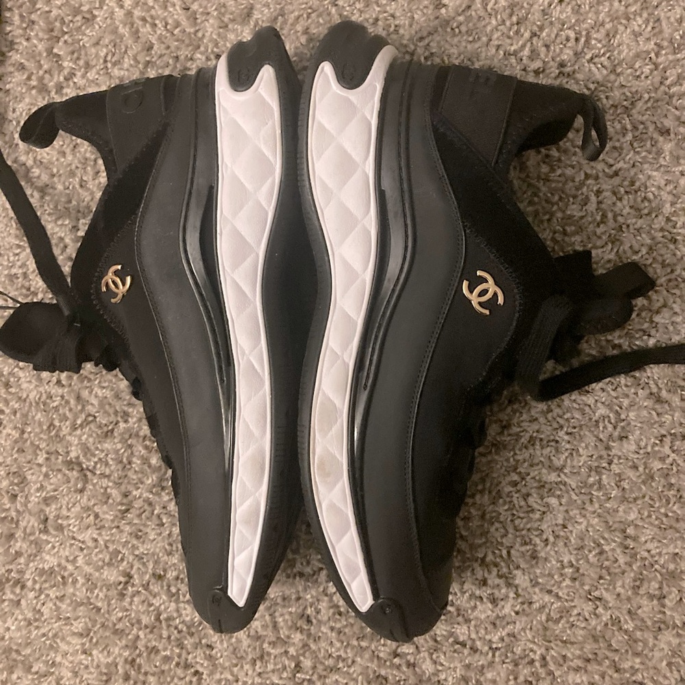 Chanel Black Sneakers (CC Cap Toe Logo)